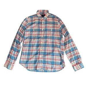 J. Crew Men's Slim Fit Plaid Button-Up Flannel Shirt Size Large